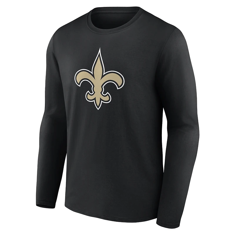Men's Black New Orleans Saints Team Authentic Personalized Name & Number Long Sleeve T-Shirt