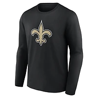 Men's Black New Orleans Saints Team Authentic Personalized Name & Number Long Sleeve T-Shirt