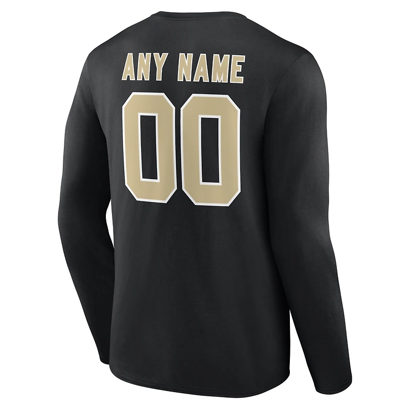 Men's Black New Orleans Saints Team Authentic Personalized Name & Number Long Sleeve T-Shirt