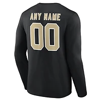 Men's Black New Orleans Saints Team Authentic Personalized Name & Number Long Sleeve T-Shirt