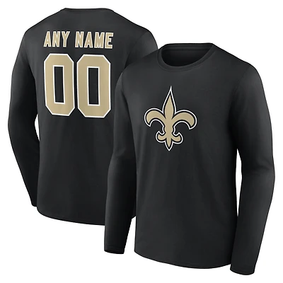 Men's Black New Orleans Saints Team Authentic Personalized Name & Number Long Sleeve T-Shirt