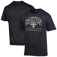 T-shirt de football noir Champion des Saints la Nouvelle-Orléans pour homme