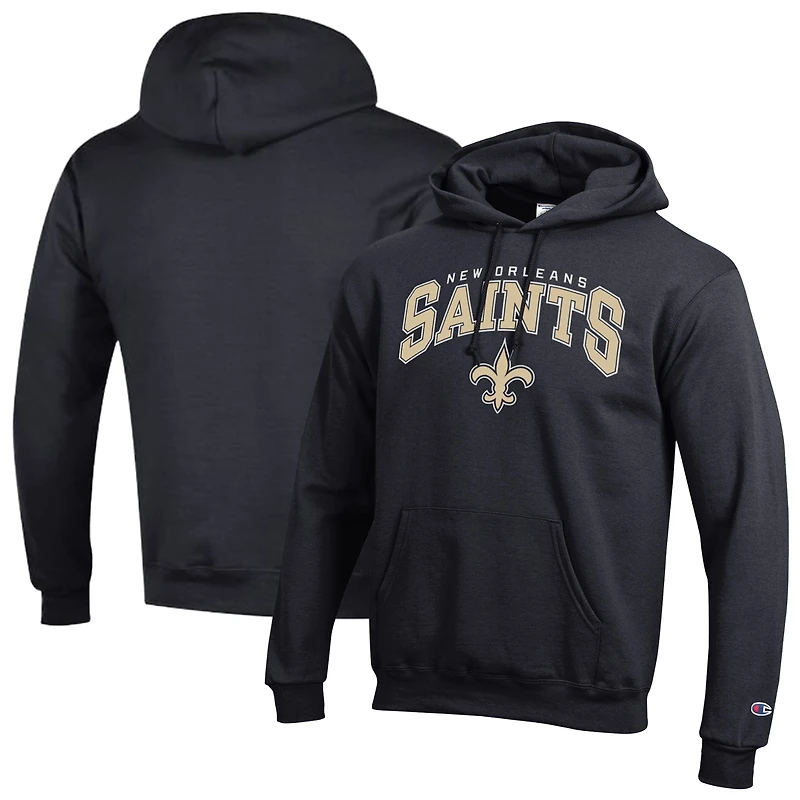 Sweat à capuche Champion noir pour homme, logo arc sur la tête des Saints de Nouvelle-Orléans, Powerblend