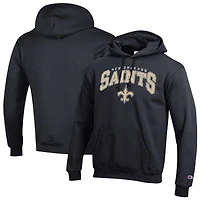Sweat à capuche Champion noir pour homme, logo arc sur la tête des Saints de Nouvelle-Orléans, Powerblend