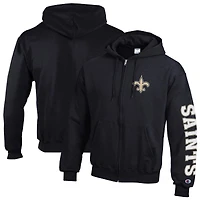 Men's Champion  Black New Orleans Saints Powerblend Fleece Full-Zip Hoodie