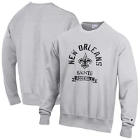 Men's Champion  Heather Gray New Orleans Saints Reverse Weave Fleece Pullover Sweatshirt