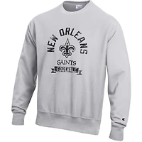 Sweat-shirt en molleton à tissage inversé Champion Heather Grey New Orleans Saints pour homme