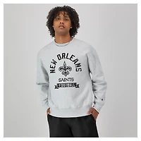 Sweat-shirt en molleton à tissage inversé Champion Heather Grey New Orleans Saints pour homme