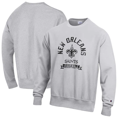Men's Champion  Heather Gray New Orleans Saints Reverse Weave Fleece Pullover Sweatshirt