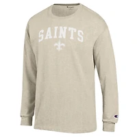 Men's Champion  Heather Oatmeal New Orleans Saints White Ink Jersey Long Sleeve T-Shirt