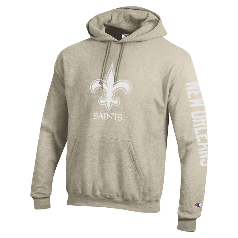 Men's Champion Oatmeal New Orleans Saints Powerblend Hoodie