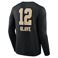 Men's Chris Olave Black New Orleans Saints Team Wordmark Name & Number Long Sleeve T-Shirt