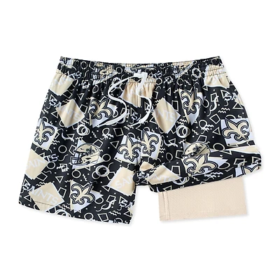 Short de bain doublé classique Chubbies noir pour homme, modèle New Orleans Saints Game Day Fit