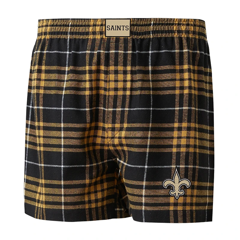 Men's Concepts Sport Black/Gold New Orleans Saints Concord Flannel Boxers