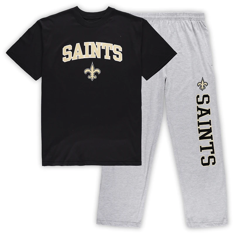 Men's Concepts Sport Black/Heathered Gray New Orleans Saints Big & Tall Top Pants Sleep Set