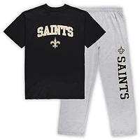 Men's Concepts Sport Black/Heathered Gray New Orleans Saints Big & Tall Top Pants Sleep Set