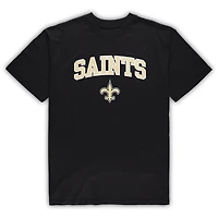 Ensemble de nuit pour homme Concepts Sport noir/gris chiné New Orleans Saints grande taille avec haut et pantalon