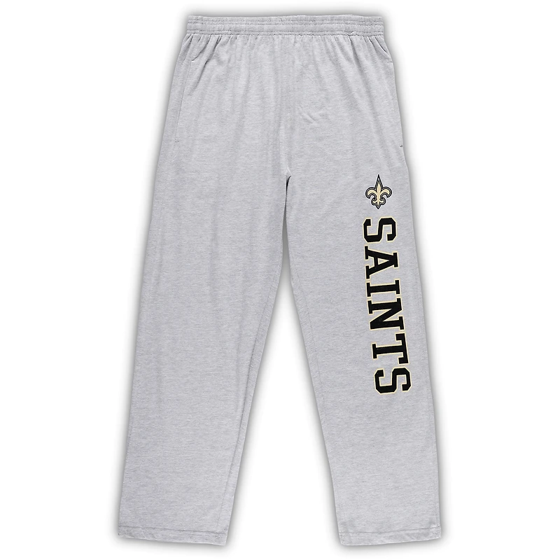 Men's Concepts Sport Black/Heathered Gray New Orleans Saints Big & Tall Top Pants Sleep Set