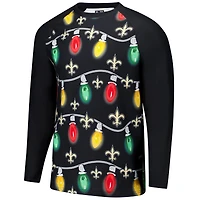 Ensemble t-shirt à manches longues et pantalon en tricot Garland Raglan pour homme Concepts Sport Black New Orleans Saints