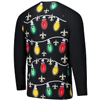 Ensemble t-shirt à manches longues et pantalon en tricot Garland Raglan pour homme Concepts Sport Black New Orleans Saints