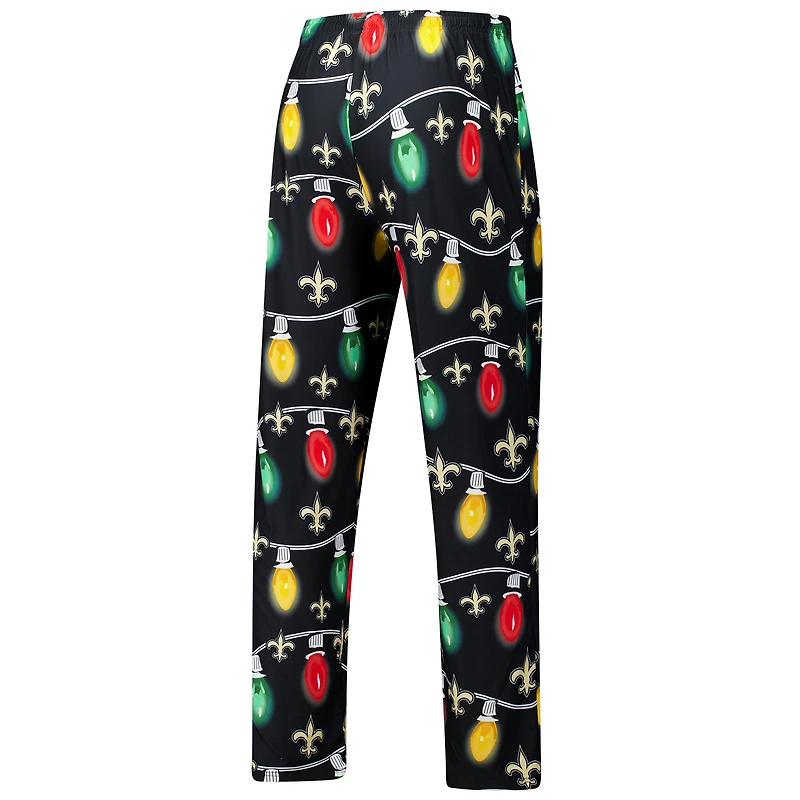 Ensemble t-shirt à manches longues et pantalon en tricot Garland Raglan pour homme Concepts Sport Black New Orleans Saints