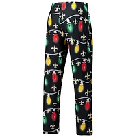 Ensemble t-shirt à manches longues et pantalon en tricot Garland Raglan pour homme Concepts Sport Black New Orleans Saints