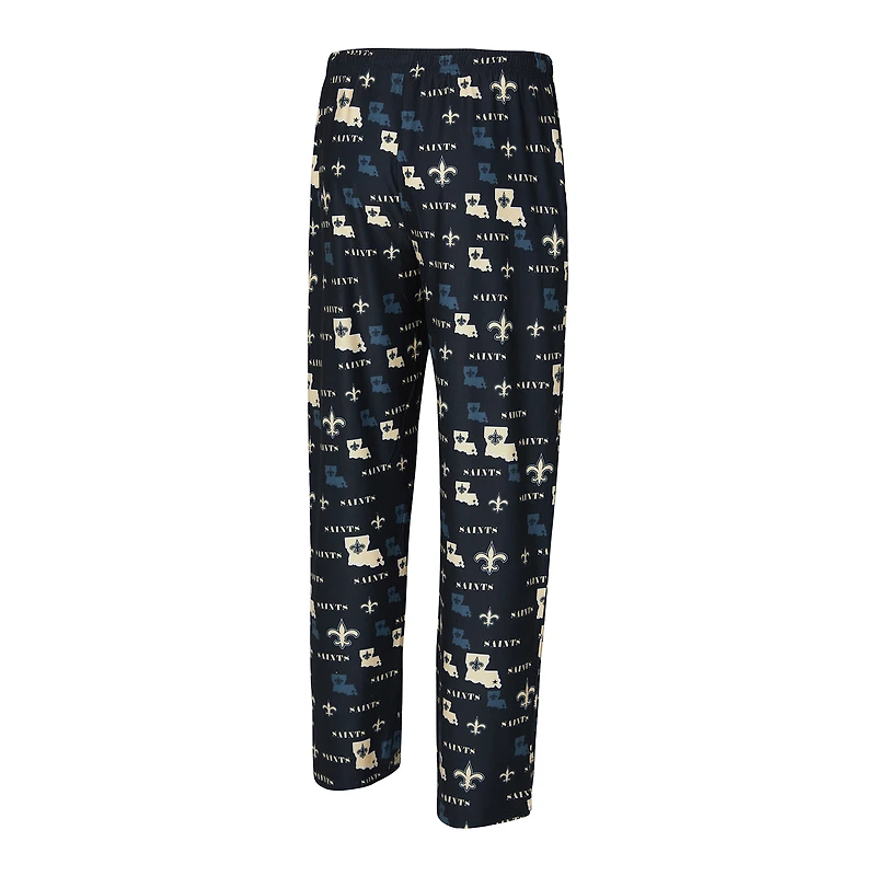 Pantalon Concepts Sport noir à imprimé mosaïque des Saints de la Nouvelle-Orléans pour homme