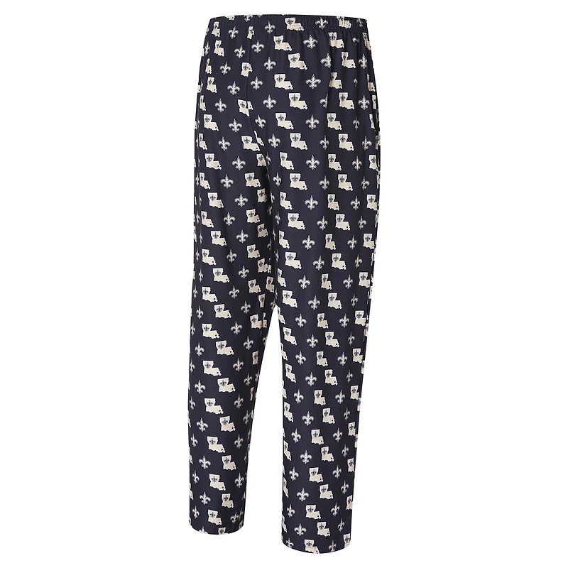 Men's Concepts Sport Black New Orleans Saints Record Allover Print Knit Pants