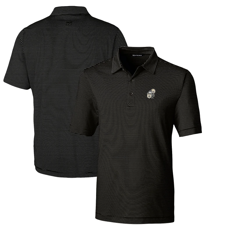 Men's Cutter & Buck Black New Orleans Saints Throwback Logo Big Tall Forge Pencil Stripe Stretch Polo