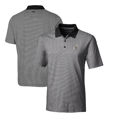 Men's Cutter & Buck Black New Orleans Saints Throwback Logo Big Tall Forge Tonal Stripe Stretch Polo