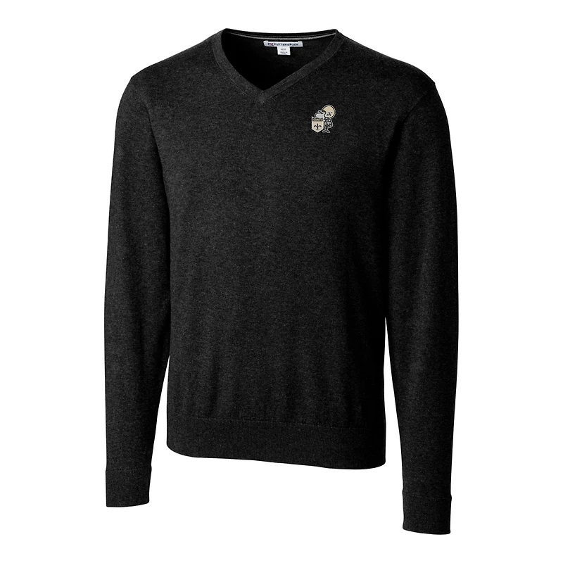 Pull-over noir à col en V et logo rétro Lakemont des Saints de la Nouvelle-Orléans pour homme, Cutter & Buck