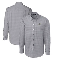 Chemise boutonnée à manches longues pour homme, couleur anthracite, avec logo rétro des Saints de la Nouvelle-Orléans, facile d'entretien, en vichy extensible, grande taille