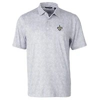 Men's Cutter & Buck Gray New Orleans Saints Pike Constellation Print Stretch Polo