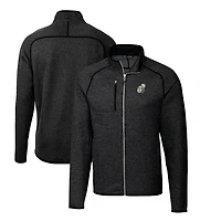 Men's Cutter & Buck Heather Charcoal New Orleans Saints Throwback Logo Mainsail Sweater-Knit Big Tall Full-Zip Pullover Jacket