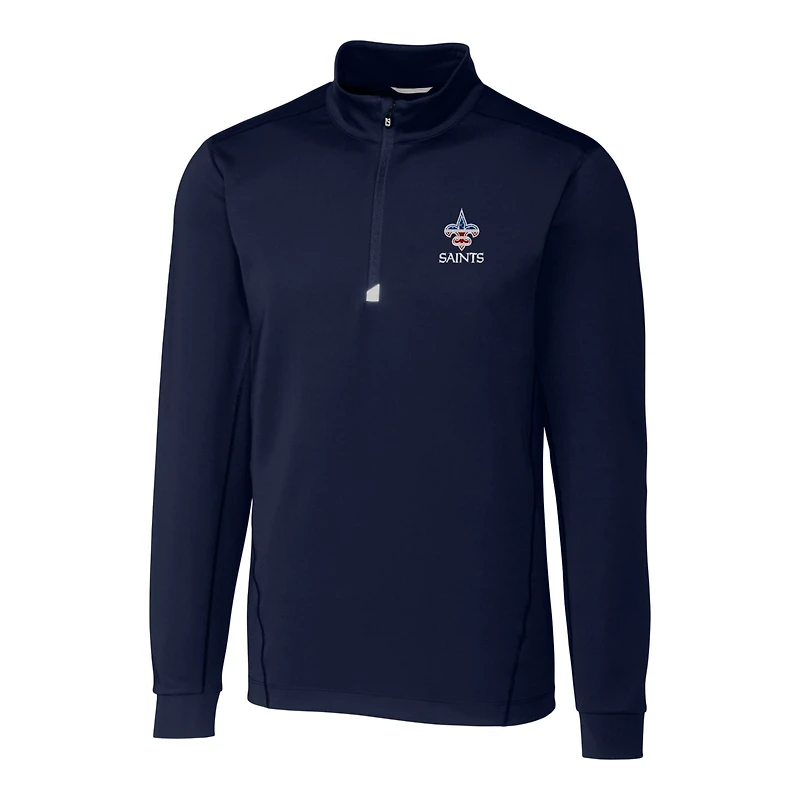 Men's Cutter & Buck Navy New Orleans Saints Big Tall Traverse Stretch Quarter-Zip Pullover Top