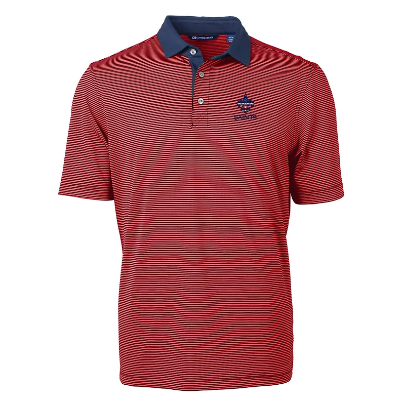Polo recyclé à micro-rayures Virtue Eco Pique pour homme, rouge/bleu marine, des Saints de la Nouvelle-Orléans, grande taille
