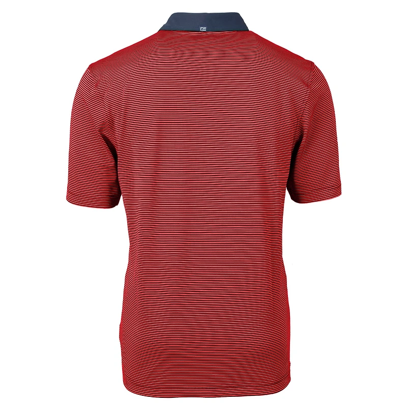 Polo recyclé à micro-rayures Virtue Eco Pique pour homme, rouge/bleu marine, Cutter & Buck, des Saints de la Nouvelle-Orléans