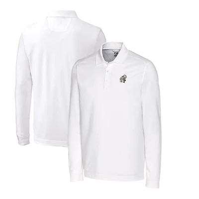 Polo à manches longues rétro Cutter & Buck blanc New Orleans Saints Advantage en piqué tri-blend pour homme