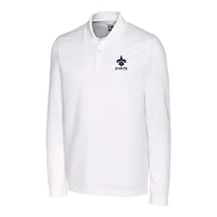 Polo piqué à manches longues blanc Cutter & Buck des Saints de la Nouvelle-Orléans pour homme