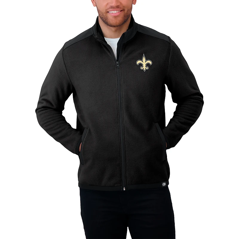 Veste polaire à fermeture éclair intégrale noire blocs de couleurs pour homme Darius Rucker Collection by Fanatics New Orleans Saints