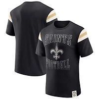 Men's Darius Rucker Collection by Fanatics  Black New Orleans Saints Football Stripe Sleeve T-Shirt