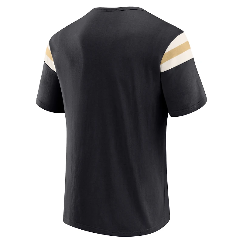Men's Darius Rucker Collection by Fanatics  Black New Orleans Saints Football Stripe Sleeve T-Shirt