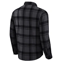 Chemise boutonnée décontractée à carreaux tri-blend pour homme, collection Darius Rucker par Fanatics, noire, des Saints de la Nouvelle-Orléans