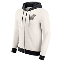 Men's Darius Rucker Collection by Fanatics Cream New Orleans Saints Distressed Graphics Full-Zip Hoodie