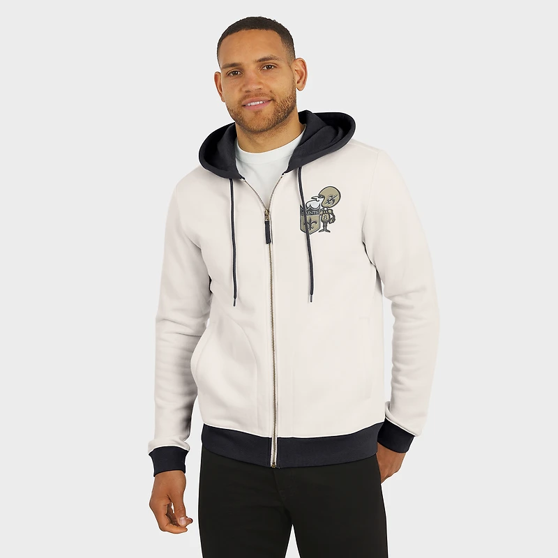 Men's Darius Rucker Collection by Fanatics Cream New Orleans Saints Distressed Graphics Full-Zip Hoodie