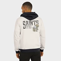 Sweat à capuche zippé pour homme de la collection Darius Rucker par Fanatics, couleur crème, motif New Orleans Saints, effet vieilli