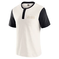 Men's Darius Rucker Collection by Fanatics Cream New Orleans Saints Henley Colorblock Slub Pocket T-Shirt