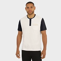 Men's Darius Rucker Collection by Fanatics Cream New Orleans Saints Henley Colorblock Slub Pocket T-Shirt