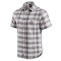 Chemise à manches courtes et boutons-pression pour homme, collection Darius Rucker par Fanatics, gris, motif écossais des Saints de la Nouvelle-Orléans