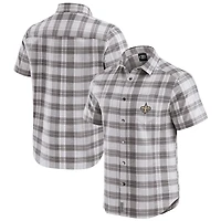 Men's Darius Rucker Collection by Fanatics Gray New Orleans Saints Team Plaid Short Sleeve Full-Snap Shirt